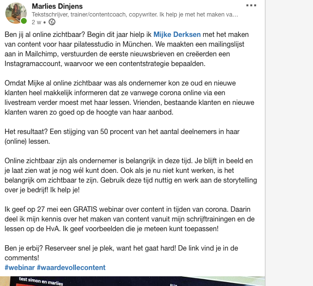 Linkedin over content maken 