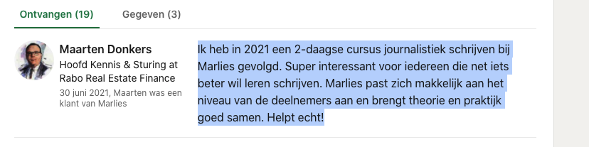 review schrijftraining 
